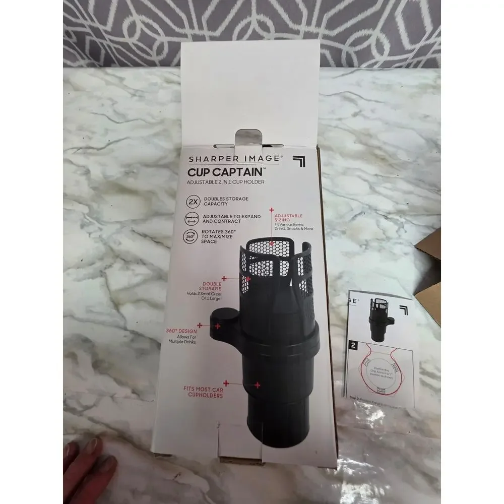 Sharper Image 'Cup Captain' 2 in 1 Cup Holder NIB